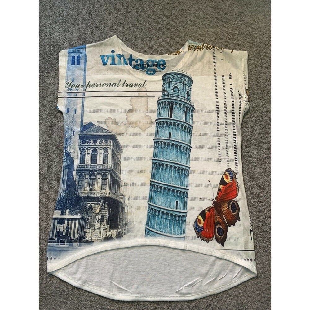 Vintage Design Mittelmeer T-shirt France Short Sleeve 36" Chest Color Graphic